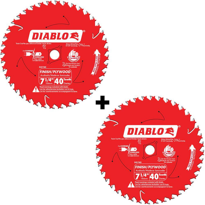 7-1/4 in. x 40-Tooth Finish Saw Blade (2-Pack) - Super Arbor