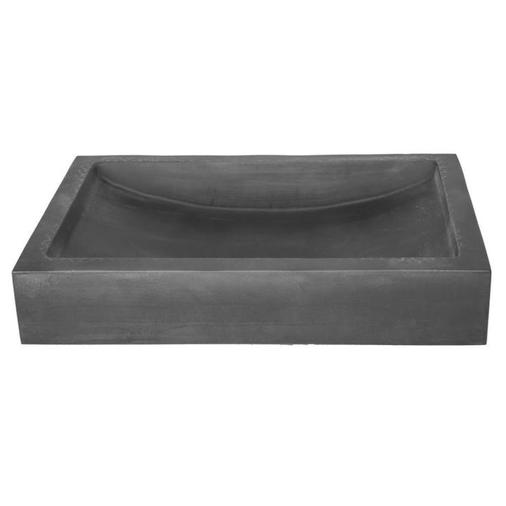 Eden Bath 22 in. Shallow Wave Concrete Rectangular Vessel Sink in Charcoal