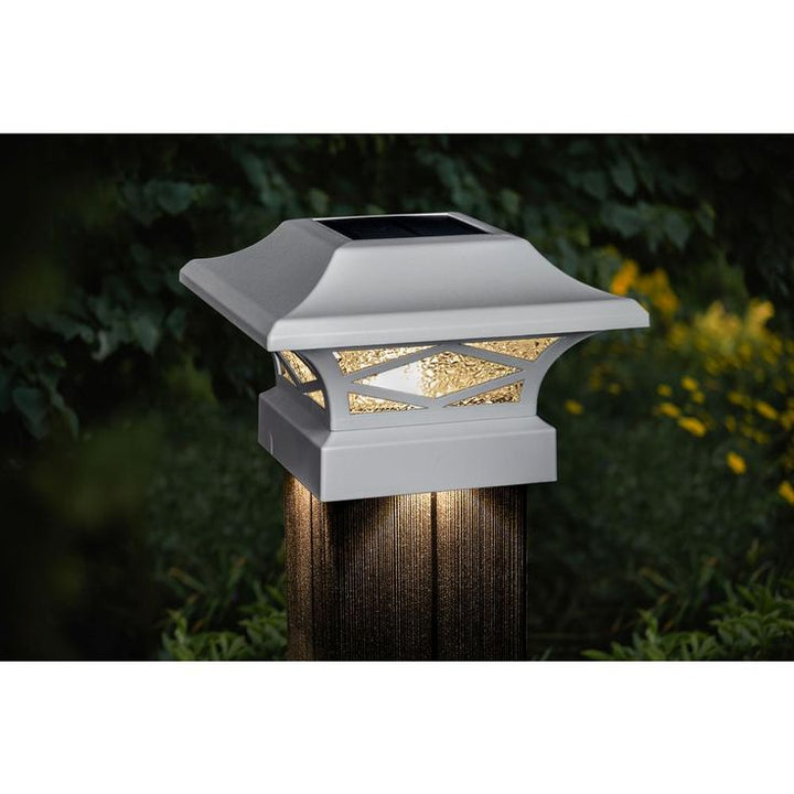 Kingsbridge Solar White Outdoor Integrated LED Dual Lighted Post Cap (2-Pack)