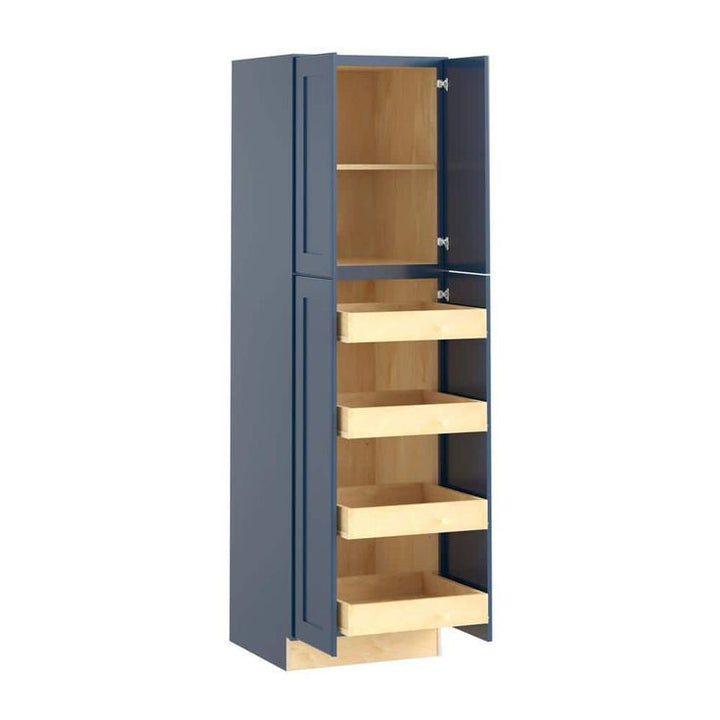 Home Decorators Collection Newport 24 in. W x 24 in. D x 84 in. H Assembled Plywood Pantry Kitchen Cabinet in Mythic Blue with 4ROT Soft Close