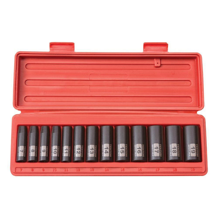 3/8 in. Drive 7-19 mm 6-Point Deep Impact Socket Set (13-Piece) - Super Arbor