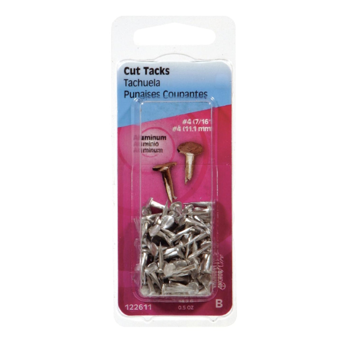 Hillman No. 4 x 7/16 in Silver Aluminum Cut Tacks, 0.5 oz Pack