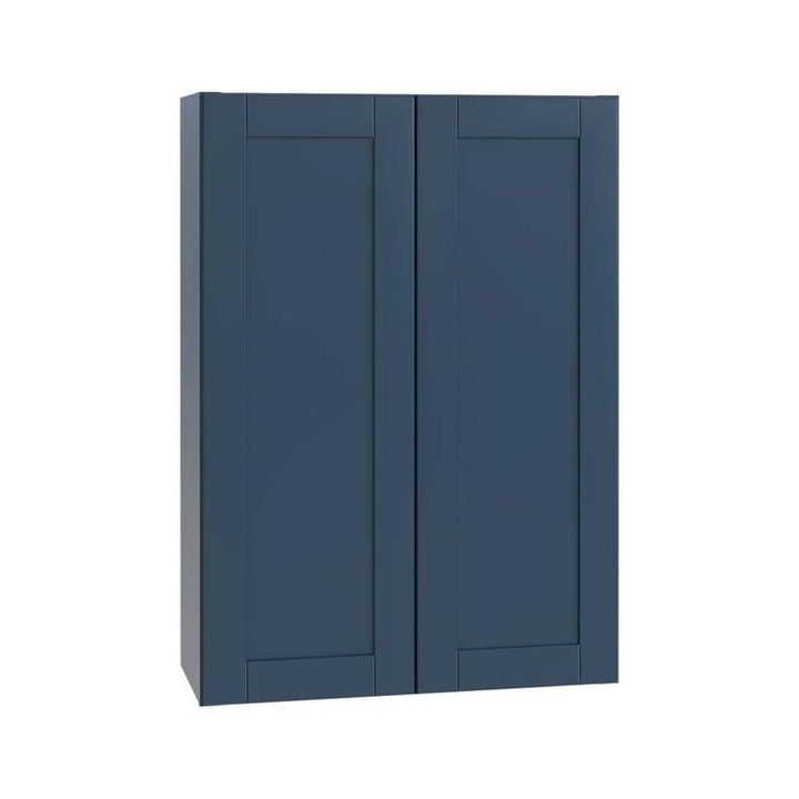 Home Decorators Collection Washington Vessel Blue Plywood Shaker Assembled Wall Kitchen Cabinet 3 Shelves Soft Close 27 in W x 12 in D x 36 in H