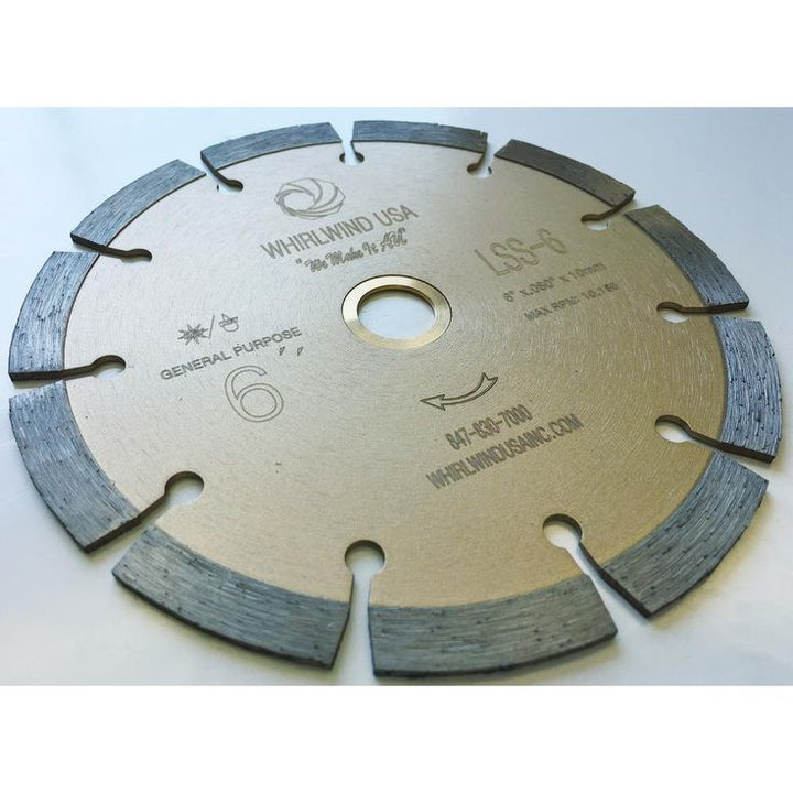 Whirlwind USA 6 in. 11-Teeth Segmented Diamond Blade for Dry or Wet Cutting Concrete, Stone, Brick and Masonry