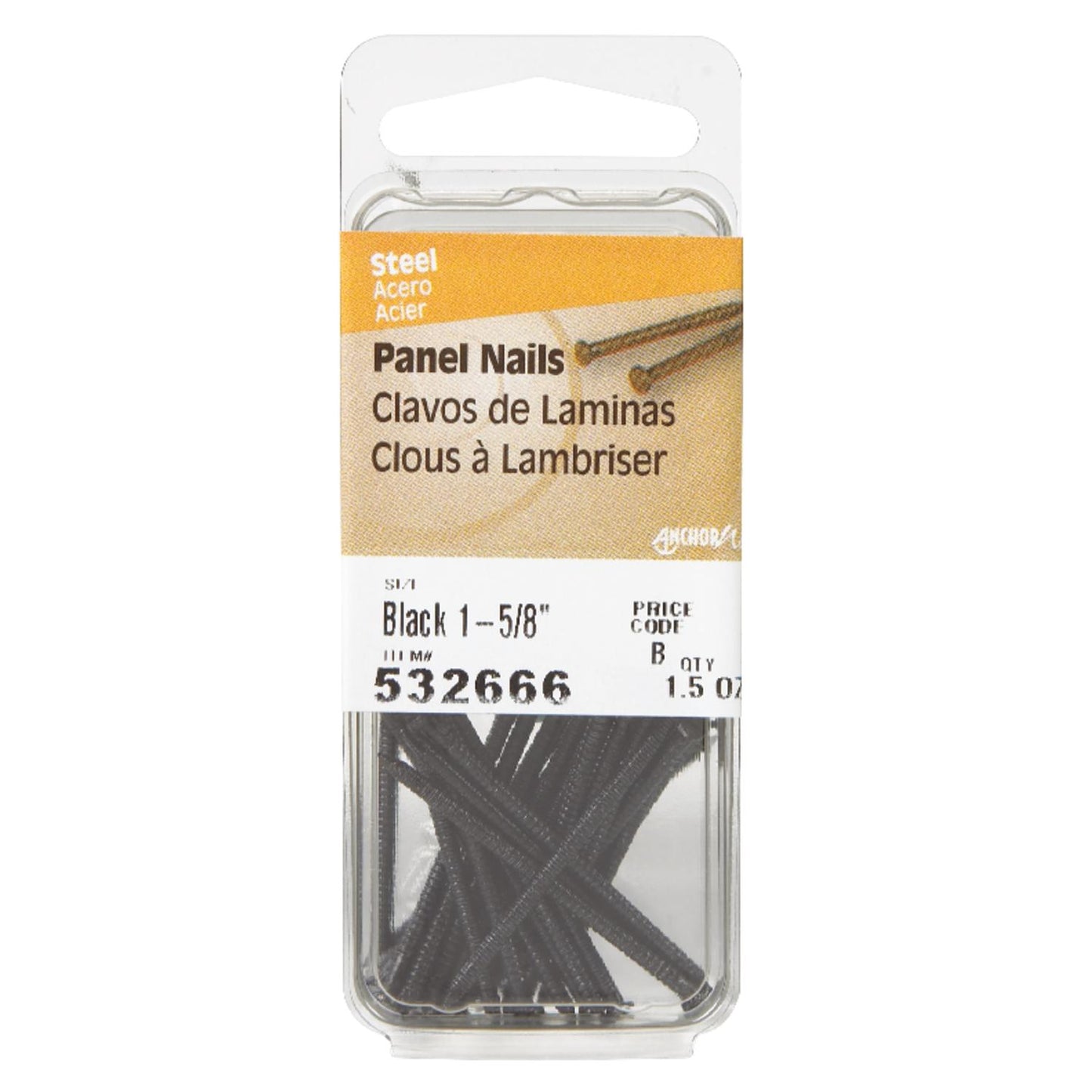 Hillman 1-5/8 in. Panel Black Coating Steel Nail, Large Head