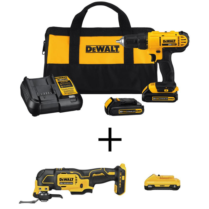 20-Volt Li-Ion Cordless 1/2 in. Drill/Driver Kit with Bare ATOMIC Cordless Oscillating Tool & 20-V Li-Ion 4 Ah Battery - Super Arbor