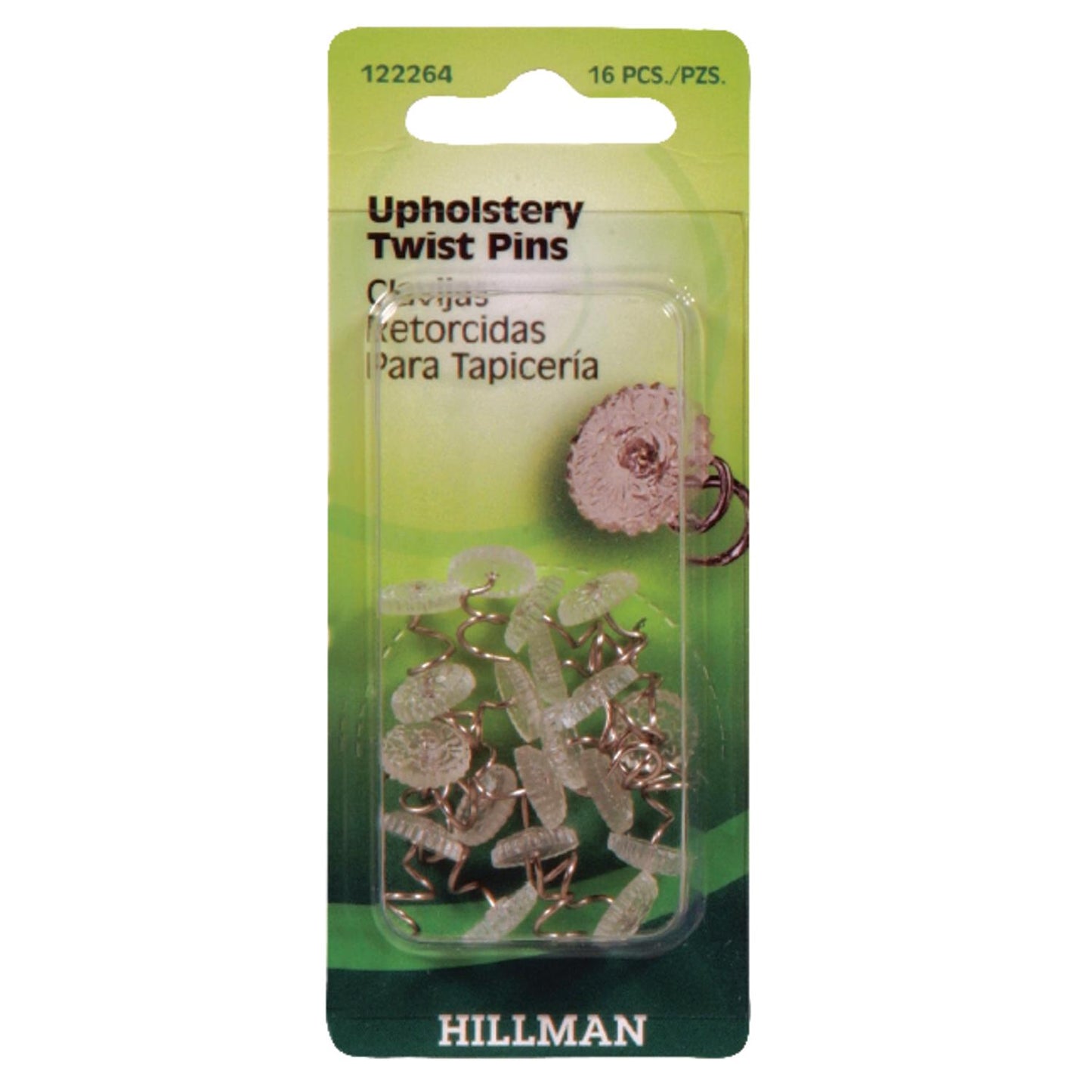Hillman 7/16 in. L Silver Steel Twist Pins, 16-Pack