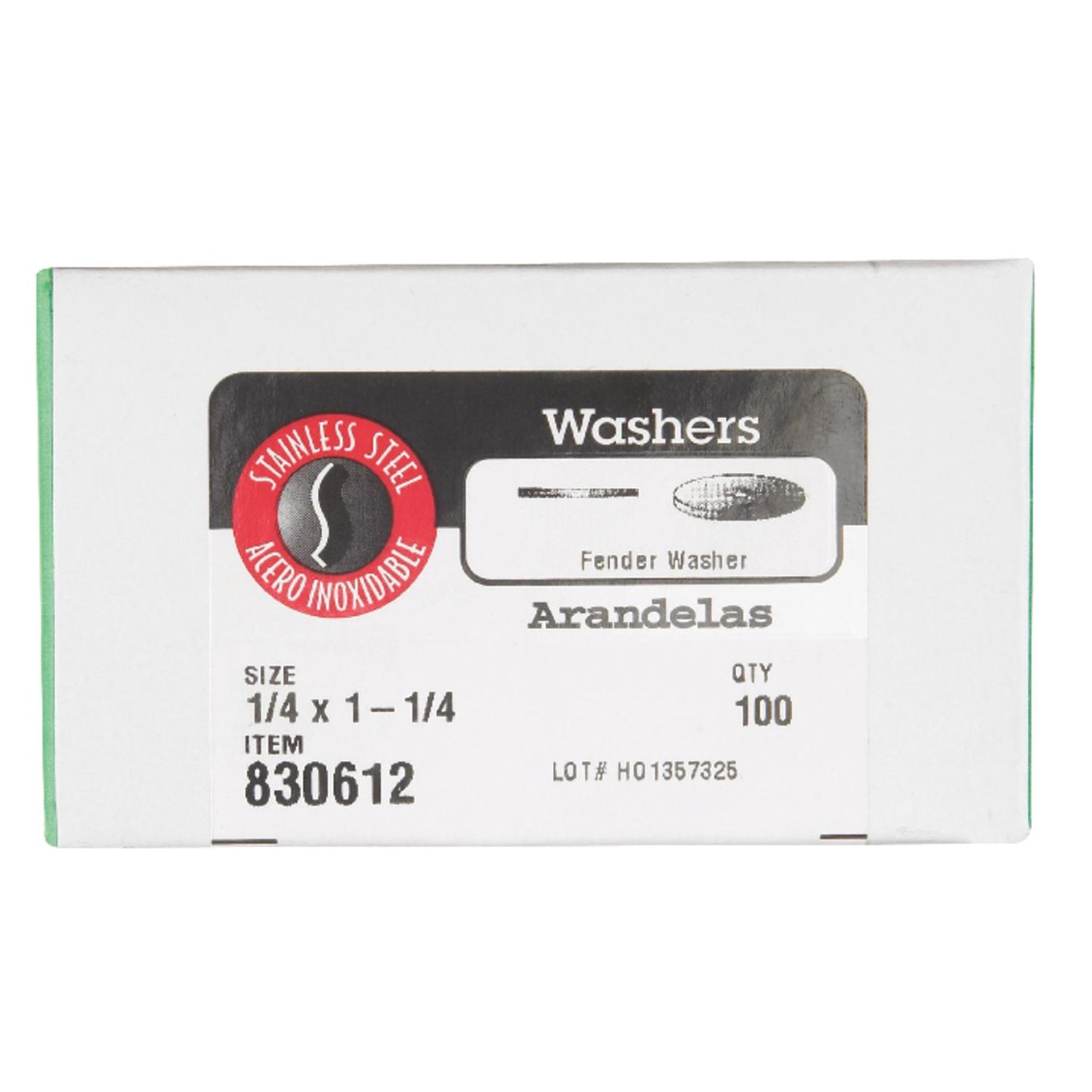 Hillman Stainless Steel 1/4 in. Fender Washer, 100 Pack
