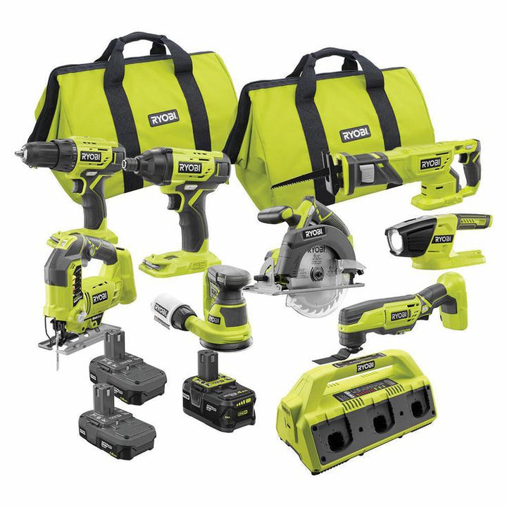 ONE+ 18V Cordless 9-Piece Combo Kit with (3) Batteries and 6-Port SUPERCHARGER