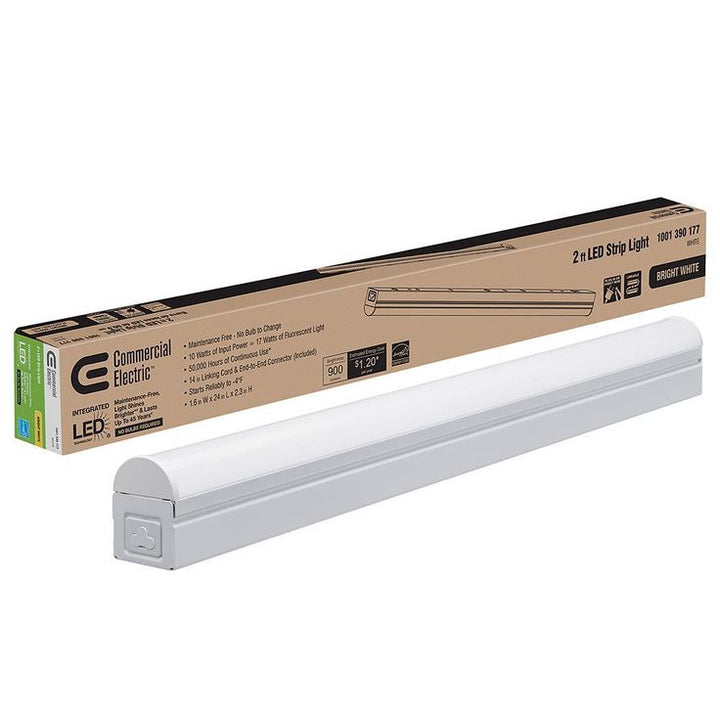 Plug In or Direct Wire Power Connection 2 ft. White 4000K Integrated LED Strip Light (with power cord and linking cord)