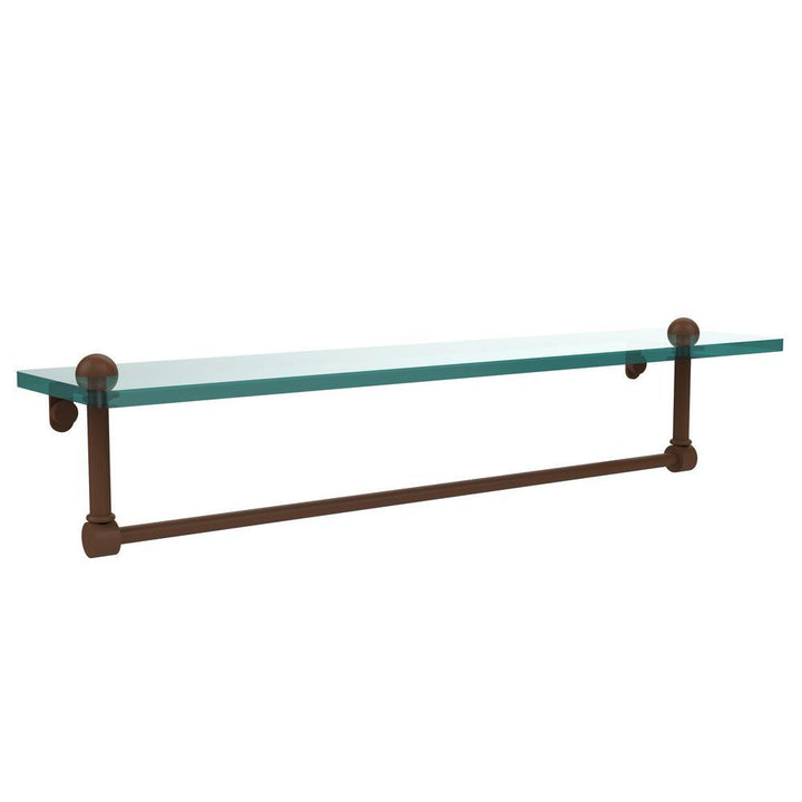 22 in. L x 5 in. H x 5 in. W Clear Glass Vanity Bathroom Shelf with Towel Bar in Antique Bronze - Super Arbor
