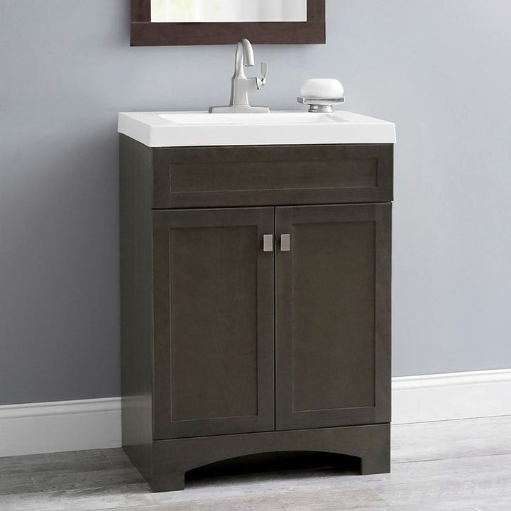 Style Selections Drayden 24.5-in Heirloom Single Sink Bathroom Vanity with White Cultured Marble Top