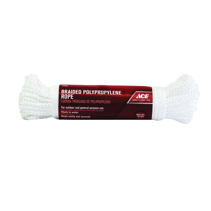 Ace 3/16 in. Diameter x 50 ft White Braided Poly Rope
