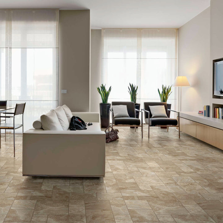 Congoleum ArmorCore LC Terrace Paver 12-ft W Cut-to-Length Fresh Brew Stone Look Low-Gloss Finish Sheet Vinyl