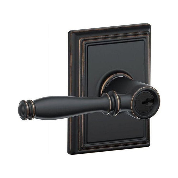 Schlage Birmingham Aged Bronze Keyed Entry Door Lever with Addison Trim