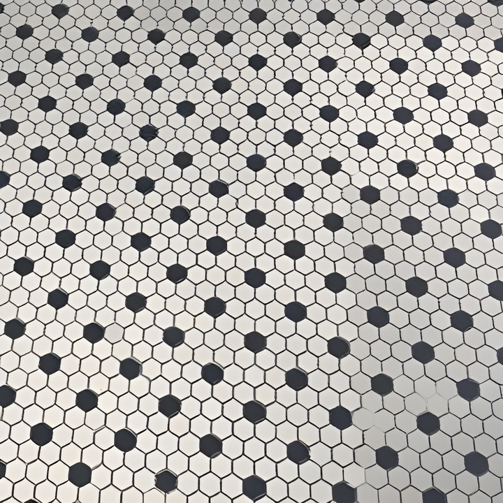 Adelaide Hexagon Black and White Dot 10.16 in. x 11.71 in. Matte Porcelain Floor and Wall Tile (12.45 sq. ft./Case)