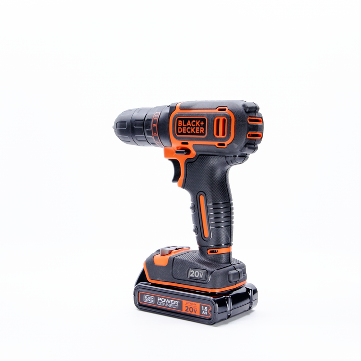BLACK+DECKER 20V MAX Lithium-Ion 3/8 in. Cordless Drill/Driver Kit with Battery, Charger, Bits & Bag (BDCDD120C)