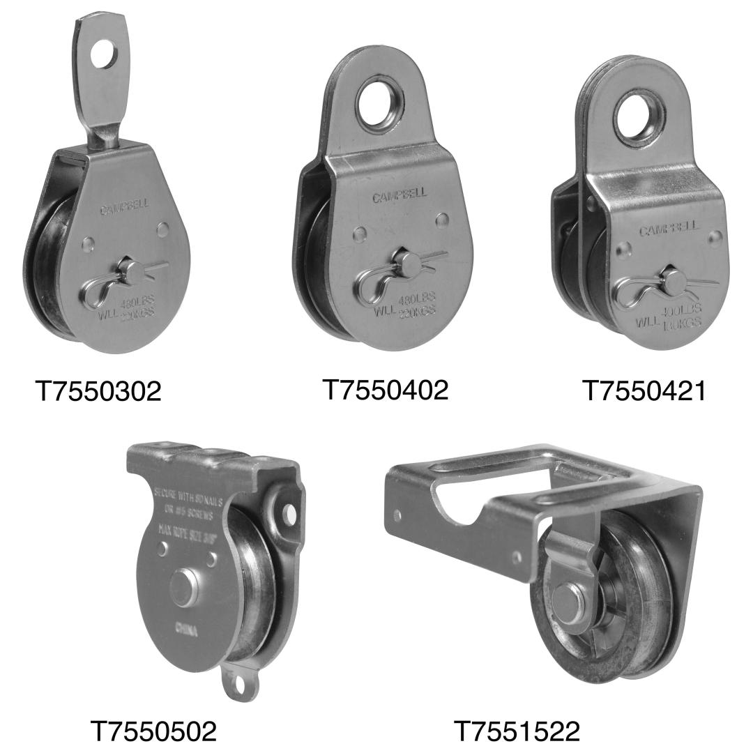 Campbell 2 in. Zinc-Plated Steel Fixed Eye Single-Sheave Rigid Eye Pulley