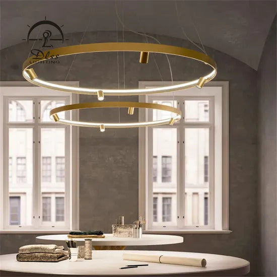 DLSS Lighting Co., Ltd Commercial Lamp Round LED Hanging Gold Big Chandelier