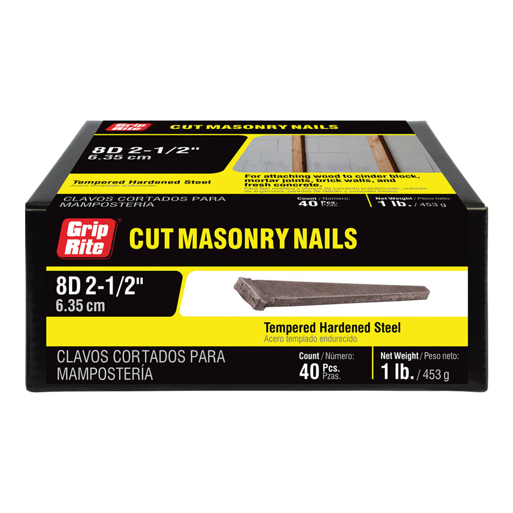 Grip-Rite 10D 3 in. Cut Masonry Steel Nails, T-Head, 50 lb Box