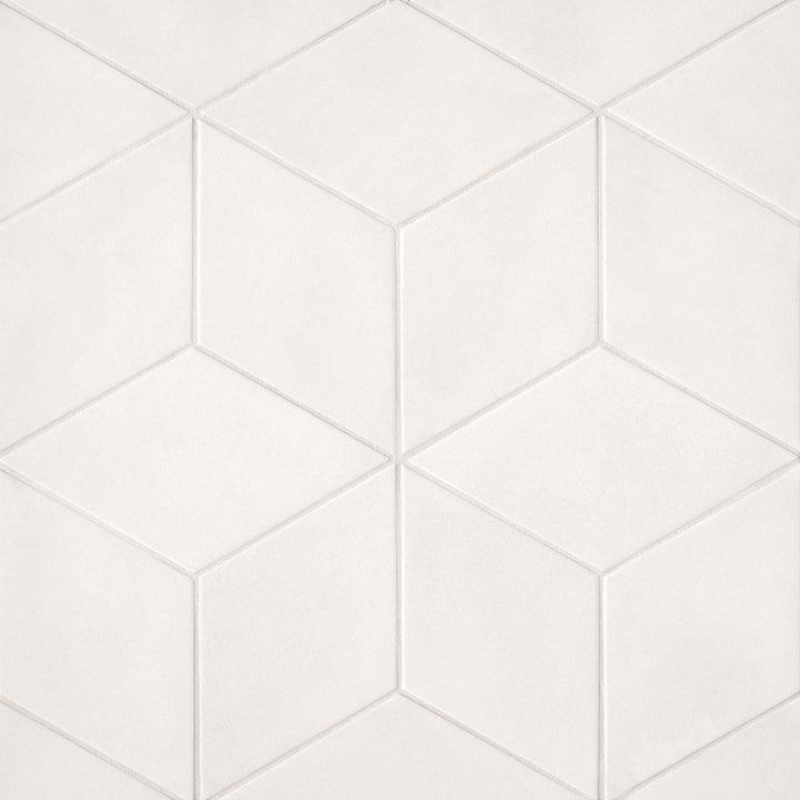 Allora 7.38" x 12.75" Rhombus Porcelain Floor & Wall Tile in Solid White (9.46 SqFt/Ctn)