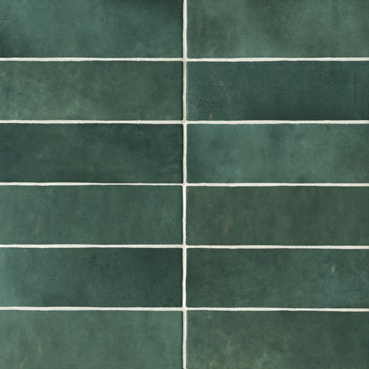 Bedrosians Cloe 2.5" x 8" Glossy Ceramic Wall Tile in Green, 10.64 sq. ft. per Carton