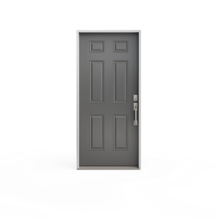 Masonite 30 in. x 80 in. Premium 6-Panel Left Hand Inswing Primed Steel Prehung Front Exterior Door (No Brickmold)