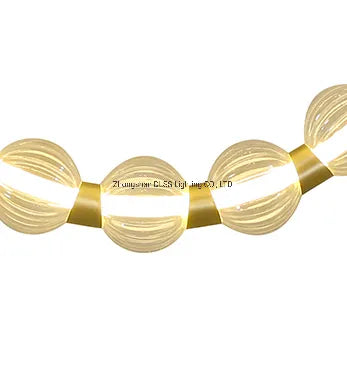 Dlss New Design Indoor Gold LED Glass Ball Round Rings Chandelier