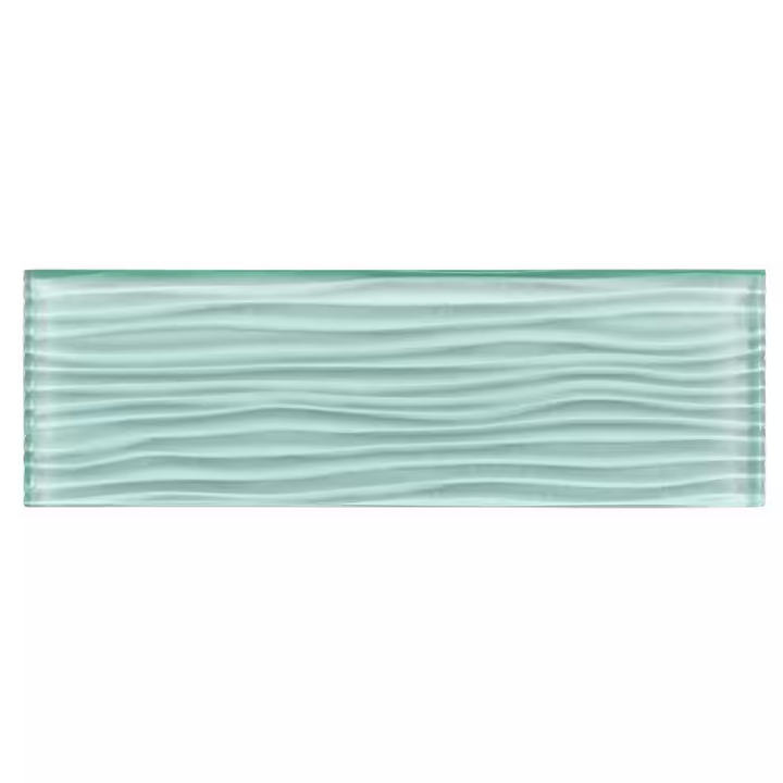 Enchant Parade Bewitch Aqua Blue Glossy 4 in. x 12 in. Glass Textured Subway Wall Tile (3.26 sq. ft./Case)