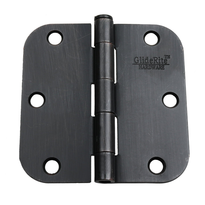 GlideRite 3-1/2 in. Oil Rubbed Bronze Steel Door Hinges, 5/8 in. Corner Radius, with Screws (48-Pack)