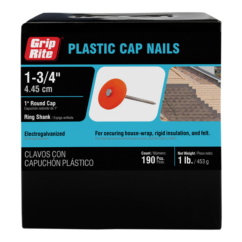 Plastic Cap Nails, 3/4 in., 2,000 per Box (SKU 150080100)