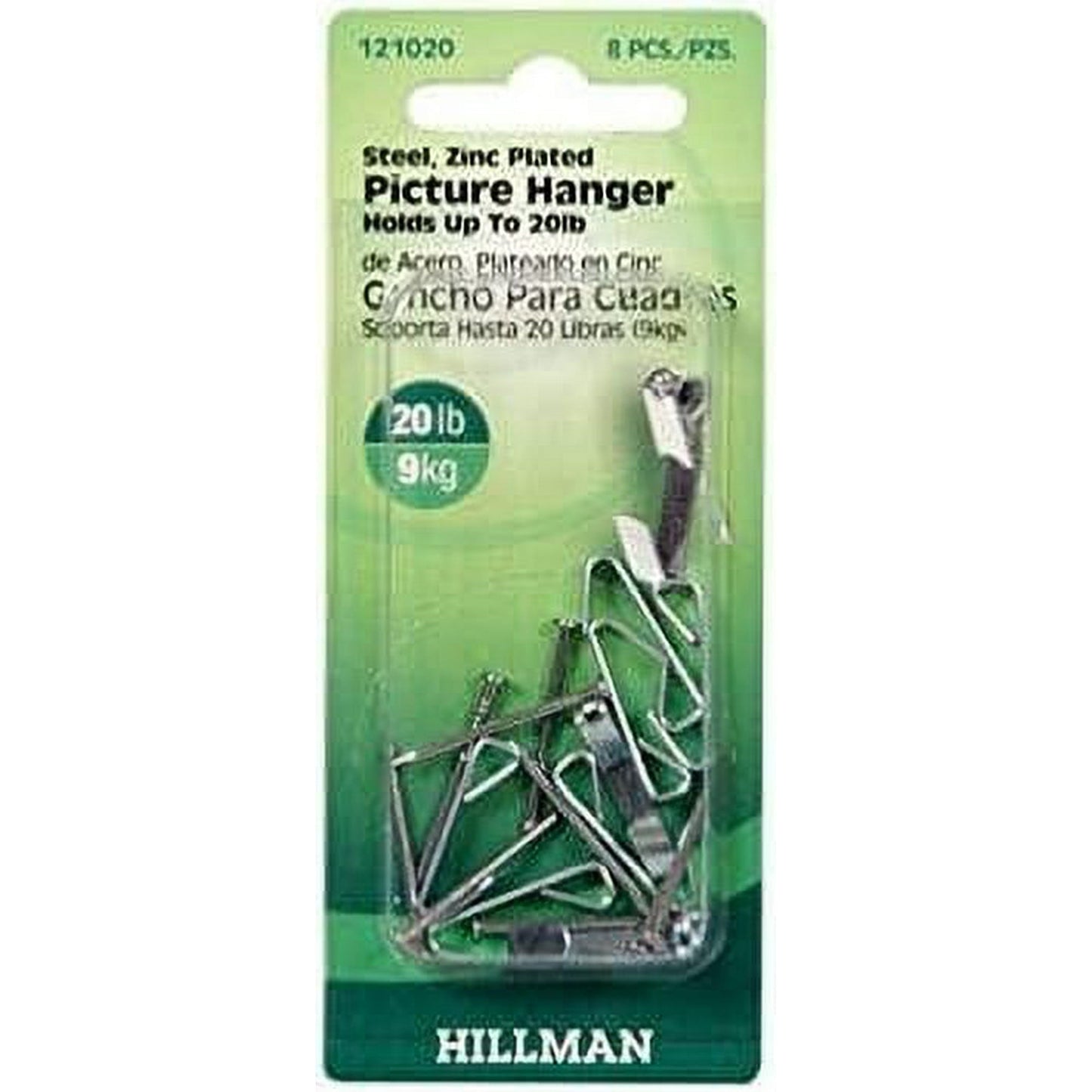 Hillman AnchorWire Silver Conventional Picture Hanger, 20 lb Capacity, 8-Pack