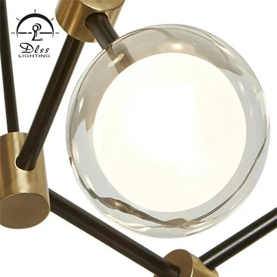 DLSS Lighting Iron Glass Fashion LED Pendant Lamp Modern Ceiling Light Chandelier