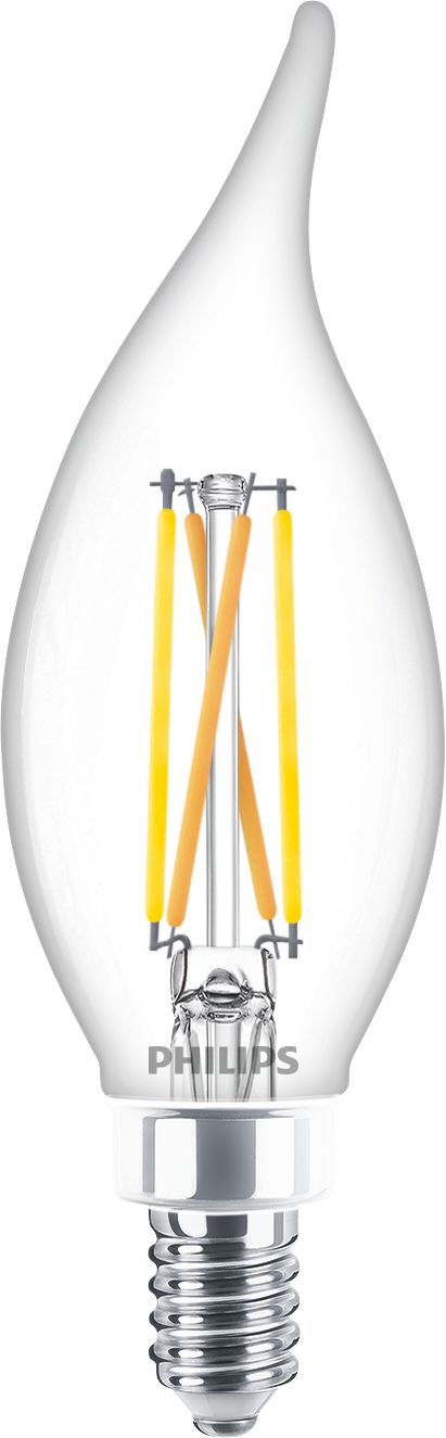 Philips 25-Watt Equivalent Soft White BA11 Dimmable Warm Glow LED Candle Bulb, Bent Tip, E12 (2700K), 3-Pack