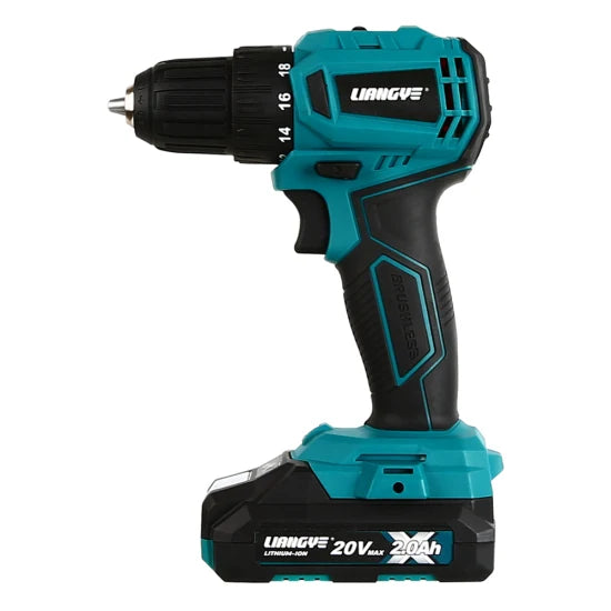 Liangye Best Seller Battery Power Tools 18V Rechargeable Cordless Compact Brushless Drill