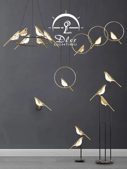 DLSS Lighting Co.,Ltd. Modern Animal Bird Lamp Gold Metal Shade for Dinner Room Wall Light