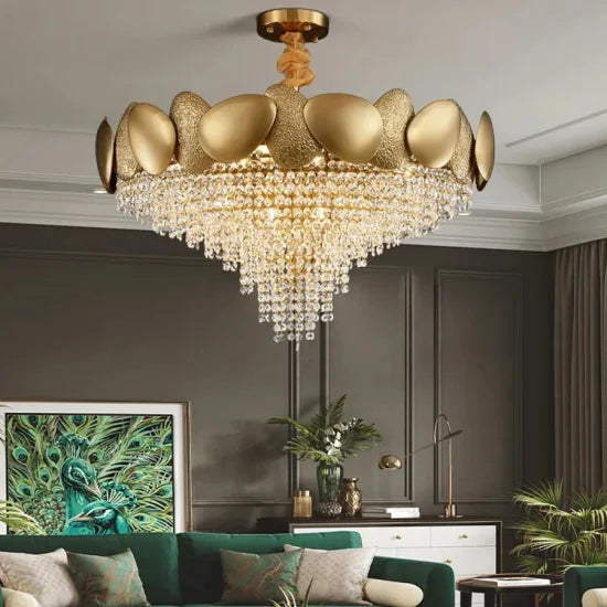 DLSS Modern Decoration Golden Luxury Design Hotel Restaurant Crystal Pendant Lighting LED Chandeliers