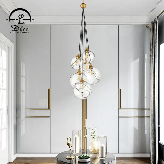 DLSS Lighting Modern Style Interior Lighting Hotel Decoration LED Chandelier Creative Glass Pendant Lamp