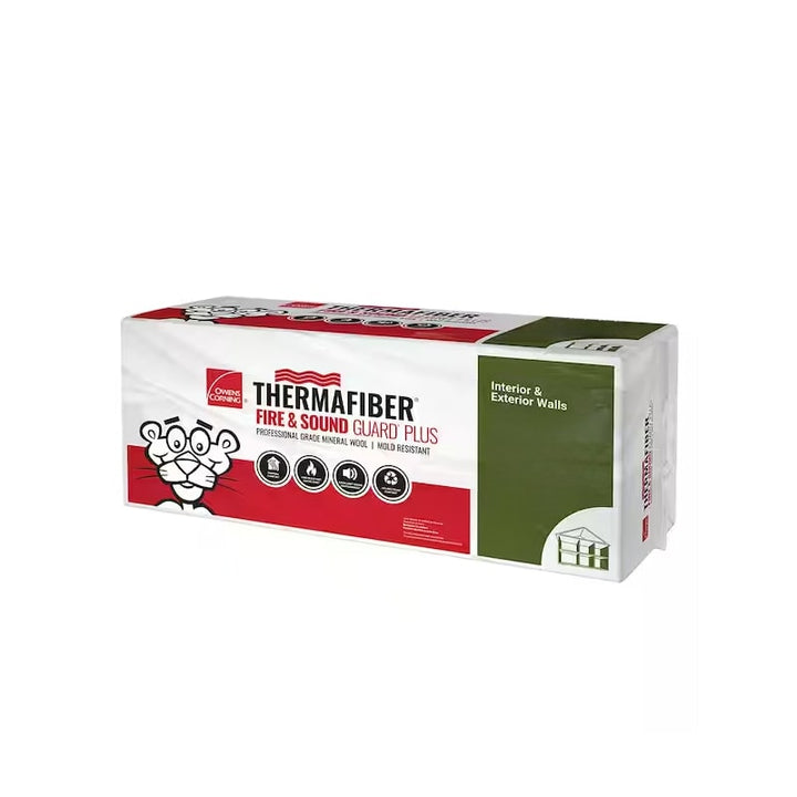 Owens Corning R-13 Thermafiber Fire and Sound Guard Plus Mineral Wool Insulation, 3.5" x 16" x 48" (24 Packs)