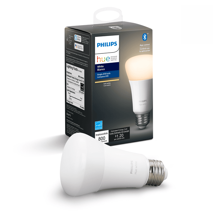 Philips Hue White Ambiance A19 LED Bulb, 60W Equivalent, Dimmable Smart Wireless, E26 Base, 800 Lumens