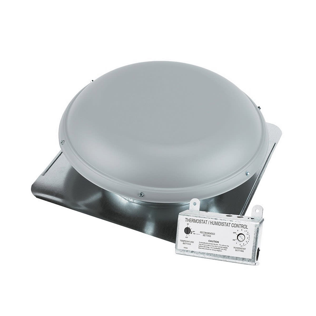 Air Vent Roof-Mount Attic Vent ASRHP with Humidistat/Thermostat 1500 CFM Weatherwood