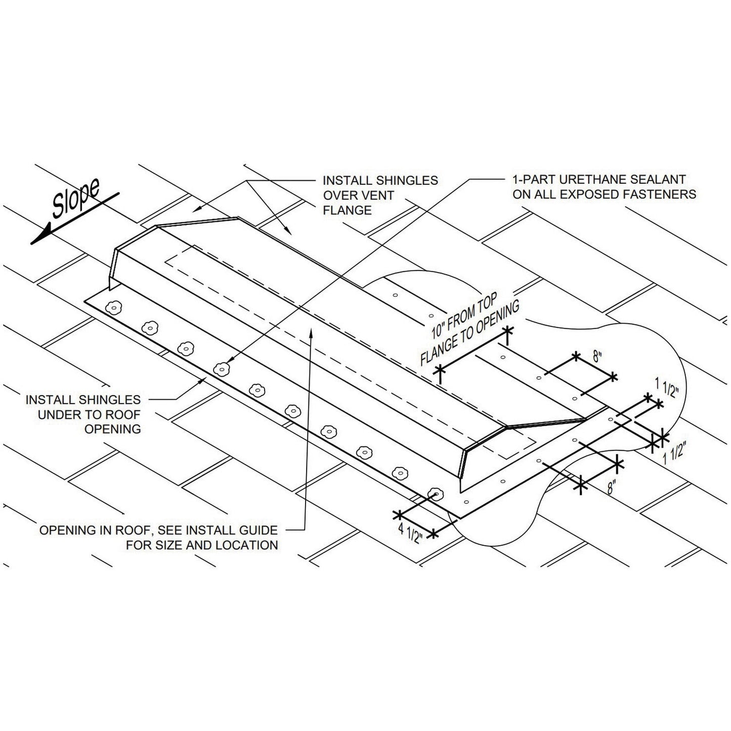Millennium Galvalume Off Ridge Vent with Baffle Mill