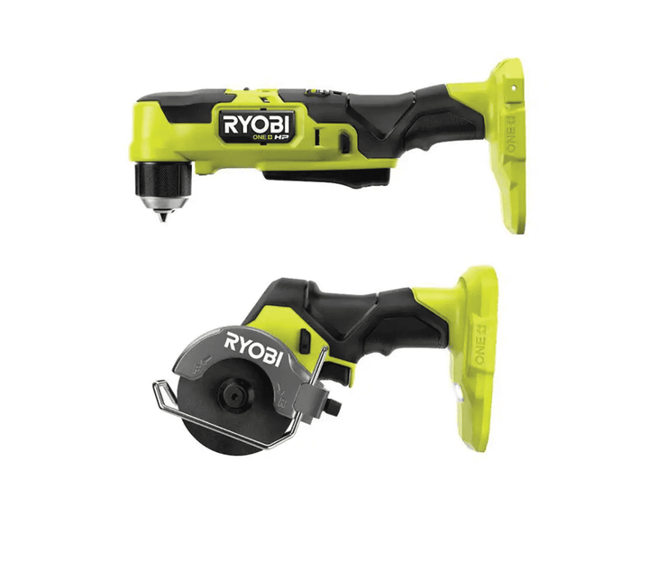 RYOBI ONE+ HP 18V Brushless Cordless Compact 2-Tool Combo Kit with 3/8 in. Right Angle Drill and Cut-Off Tool (Tools Only)