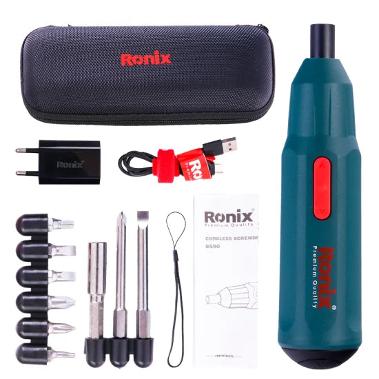 Ronix 8590 Cordless Screwdriver with 9PCS Accessories Cordless Tools