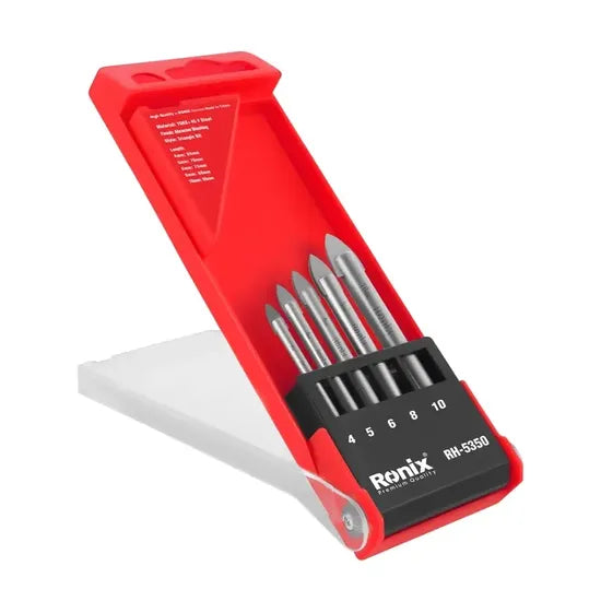 Ronix Rh-5350 5PCS Glass Drill Bit Set Tile Wood Flat Bit Screw Tip Wood Quick Shank Spade Drill Bit for Wood Working