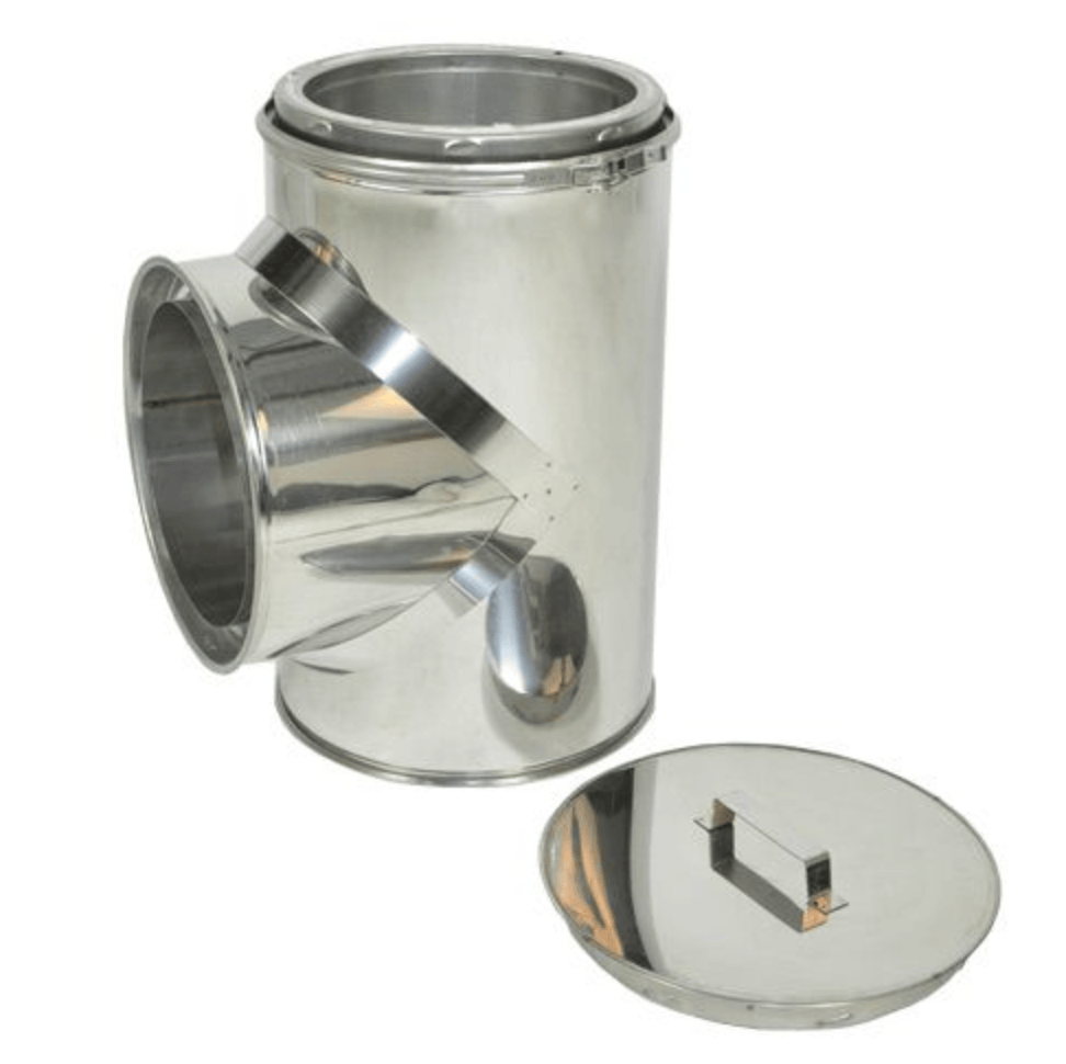 8-Inch Chimney Pipe Tee with Cleanout Cap (Stainless Steel) image 2