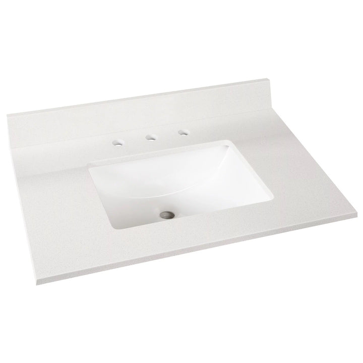 Sutton White Marble 31 in. Vanity Top includes Backsplash