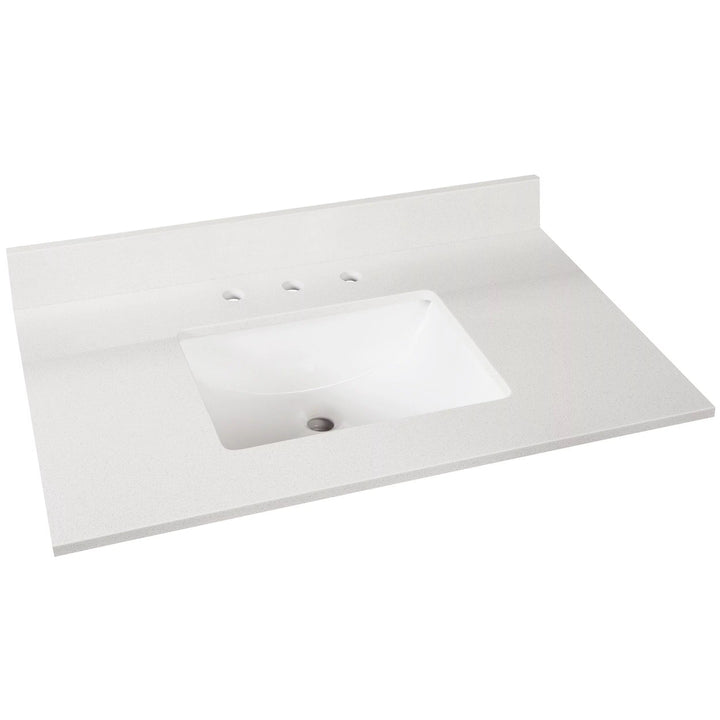 Sutton White Marble 37 in. Vanity Top includes Backsplash