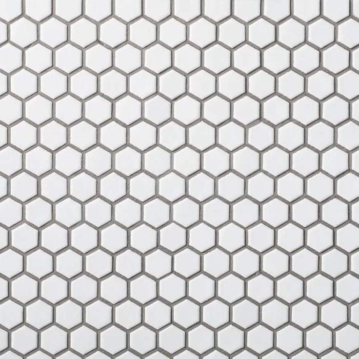 White Small Hexagon Polished Porcelain Mosaic