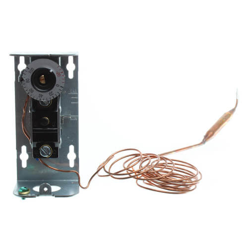Johnson Controls A19ABA-40C temperature controller - label view (Application: Cool Only, Remote Bulb Temperature; Capillary Length: 6')
